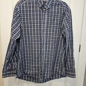 Club Room Navy and White Checkered Shirt
